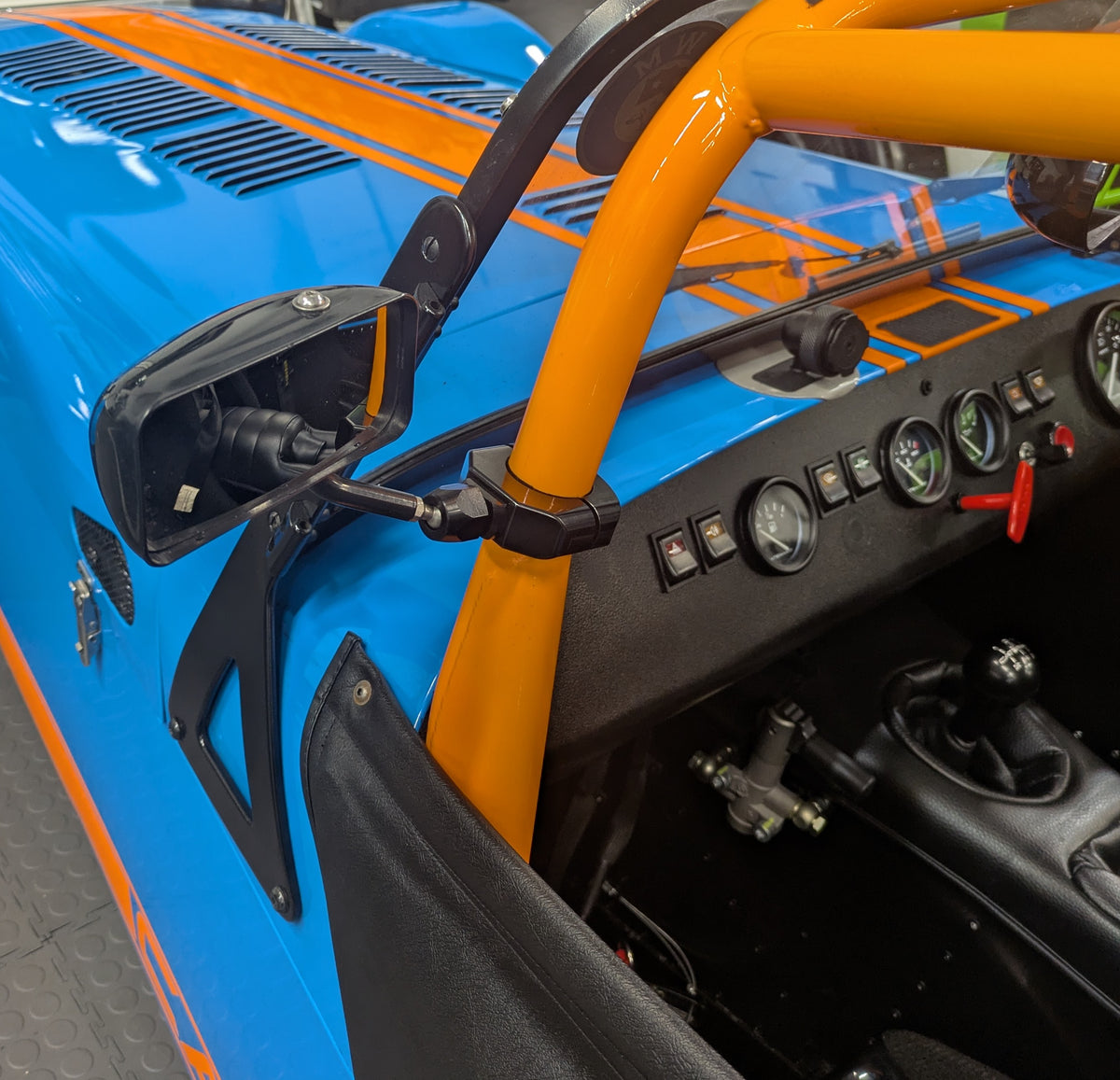 Caterham Race Mirror Package - LH & RH Spa mirrors with 32mm roll cage mounts