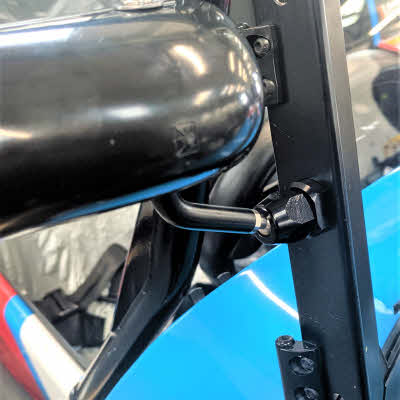 Spa side mirror fitted to pillar mount.